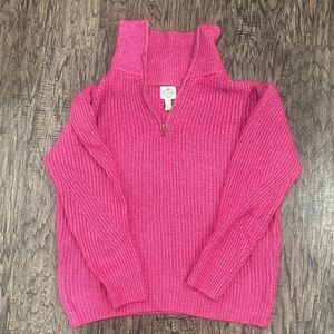 St. John's Bay Fuchsia Quarter Zip Women's Sweater